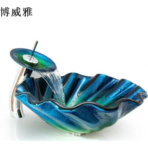 Boweiya tempered glass washbasin above counter basin toilet new Italian style art wash basin above counter wash basin