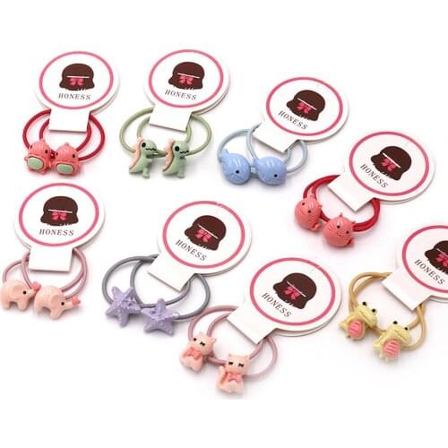 Cartoon Cute Elephant Cat Elastic Hair Bands Ties Dino Whale Starfish Hair Ropes Hair Accessories for Girl HT115