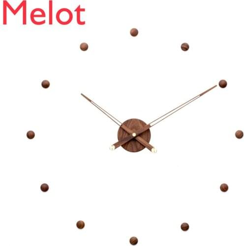 Luxury Mute Household Clock Living Room Simple Fashion European Style Black Walnut Large Pointer Quartz Clock Pocket Watch