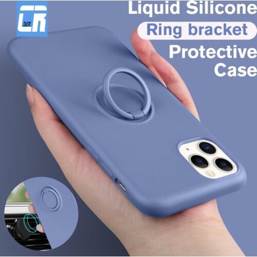 Luxury Liquid Silicone Phone Case for iPhone 11 12 Pro MAX Soft Shockproof Ring Cover iPhone XR X XS Max 6S 7 8 Plus Back Case