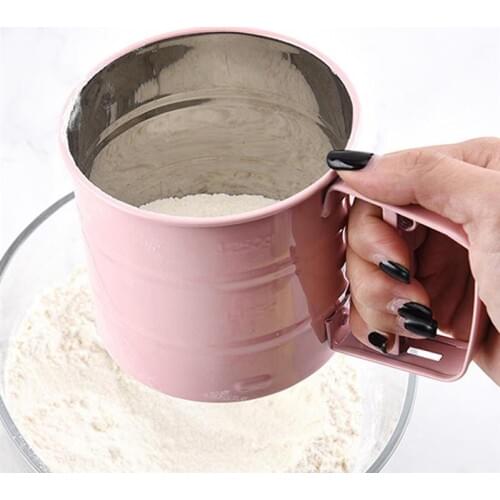 Handheld Flour Shaker Stainless Steel Mesh Sieve Cup Icing Sugar Bake Tool Hand-Pressed Hand-Pressed Bakeware Sifters