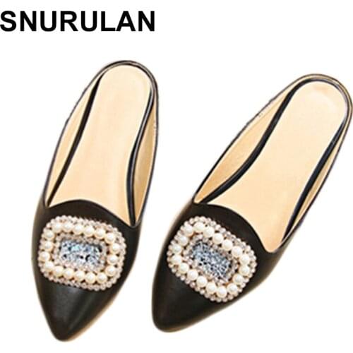 SNURULAN Footwear; pointed slippers for women; slippers; womens metal decorative slippers; comfortable sandals; Apricot color