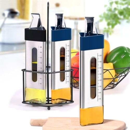 Stainless Steel Glass Leak Proof Oil Bottle Home Seasoning Bottle Soy Sauce Vinegar Pot Condiment Dispenser Cruet Container