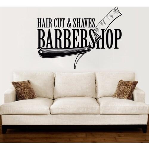 Barbershop Vinyl Wall Decal Hair Cut Shaves Stylist Wall Sticker Hair Salon Decoration Barber Shop Window Vinyl Sticker AY1123