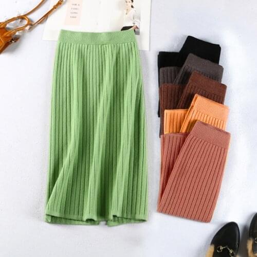 Knit Skirts Women Simple Solid Leisure Loose Plus Size Long Skirt Korean Style Elastic-Weight pencil Streetwear Trendy Skirt