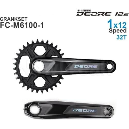 SHIMANO DEORE M6100-1 MTB Crankset - 2-PIECE CRANKSET - 172 mm Q-factor - Chain Line 52 mm - 1x12-speed Original parts