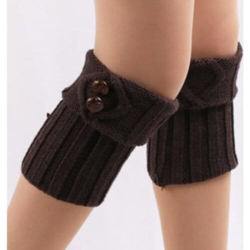 Winter Women Knitted Short Leg Warmers Button Boot Socks Toppers Cuffs Foot Warmers Fashion Female Boots Accessories