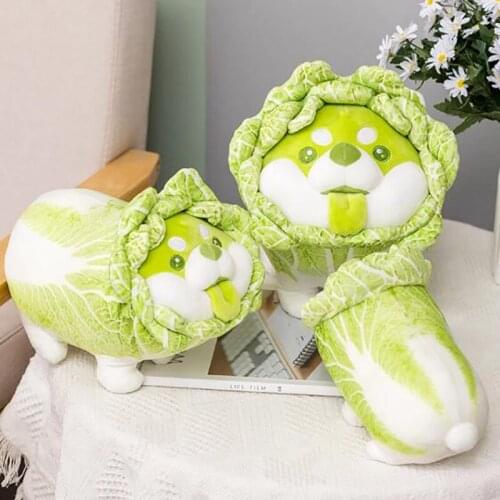 1pc 45/55cm Kawaii Chinese Cabbage Shiba Inu Vegetable Dog Plush Toys Big Pillow Stuffed Animal Room Decor for Kids Baby Gifts
