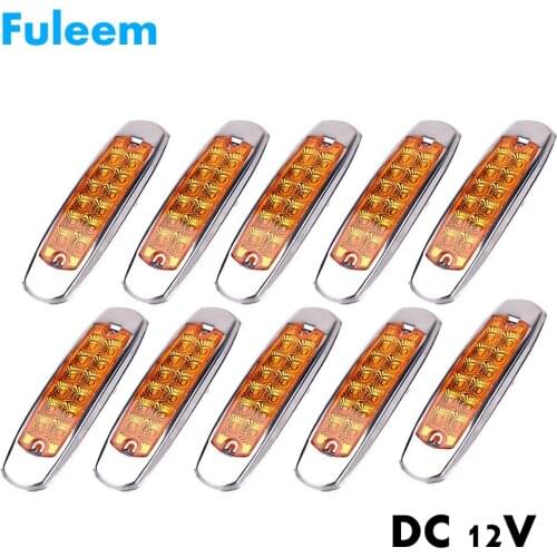 Fuleem 10PCS 12LED Sealed Side Marker Clearance Lamp Trailer Truck Turn Signal Light Amber 12V Waterproof