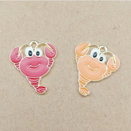 10pcs 18x21mm enamel lobster charm for jewelry making cute earring pendant necklace bracelet charms