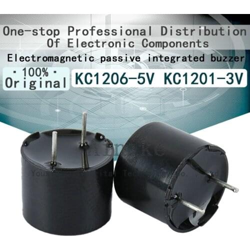 10/Pcs New Original 42 ohm KC1201-3V KC1206-5V 16 ohm Electromagnetic passive integrated buzzer 12mmX9.5m Pin pitch 6.5mm