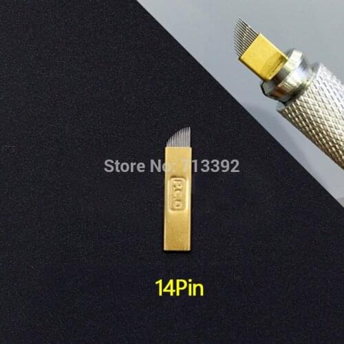 10pcs PCD 14 Flat Manual Makeup Microblading Needles For Professional Permanent Makeup Eyebrow Pen
