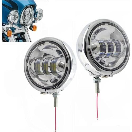 2PCS 4 1/2 inch 4.5" Motorcycle Chrome Black LED Fog Passing Auxiliary Light Housing Bucket for 4.5Inch LED Fog Light