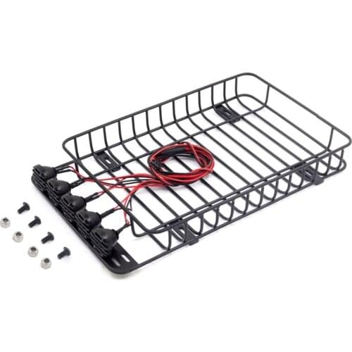 235X145mm Metal Luggage Roof Rack with Lights for 1/10 RC Crawler Car Traxxas TRX4 Axial SCX10 90046 SCX10 III AXI03007