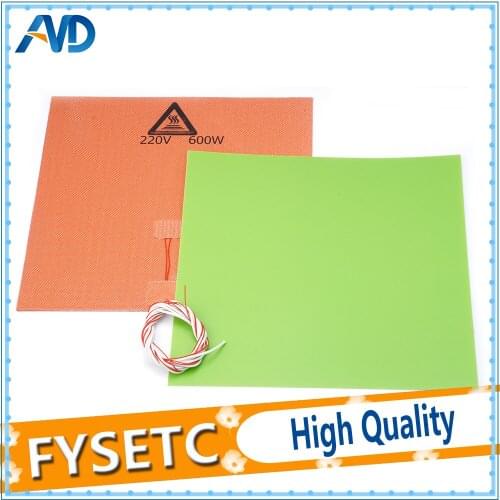 300X300mm Silicone Heater Pad Mat 220V 600W Heater With Green Frosted Sticker Build Sheet Plate For TEVO Tornado Lulzbot Taz6