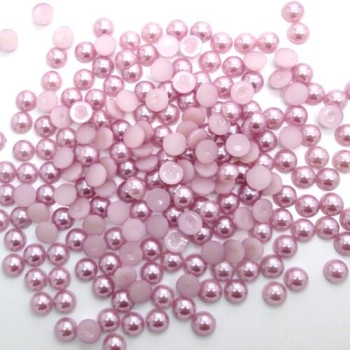 500Pcs 8mm Light Purple Half Roud Pearl Beads FlatBack Scrapbook Craft Cabochon Kawaii DIY Embellishments Accessories