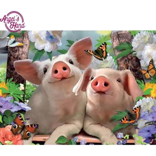 5D DIY diamond embroidery cartoon two pig diamond painting Cross Stitch full drill Rhinestone mosaic home decoration