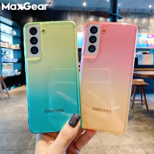 Gradient Colorful Transparent Case For Samsung Galaxy A71 A51 A50 A70 A30S S10 S20 Plus S21 Ultra Note 20 10 Soft Silicone Cover