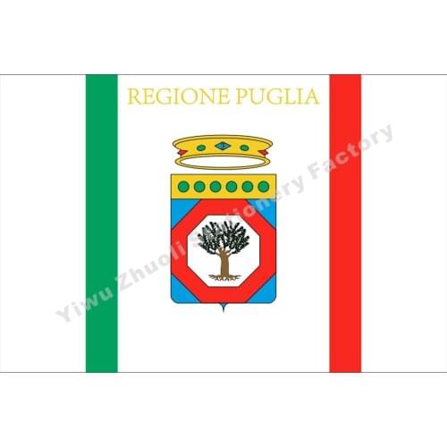 Italy of the Apulia of Flag 150X90cm (3x5FT) 120g 100D Polyester Double Stitched High Quality Banner Free Shipping