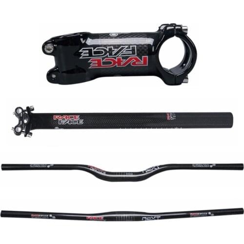 Race Face Next Glossy 3K Carbon Bicycle Handlebar SETS Bike MTB Rise/Flat Handlebar + Stem + Seatpost Mountain Bike Parts