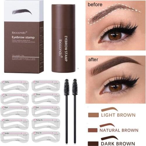 Hot New Eyebrow Stamp Kit 10pcs Eyebrow Stencil Shaping Makeup Kit Perfect Eyebrows in Seconds Definer Brow Powder With Brushes