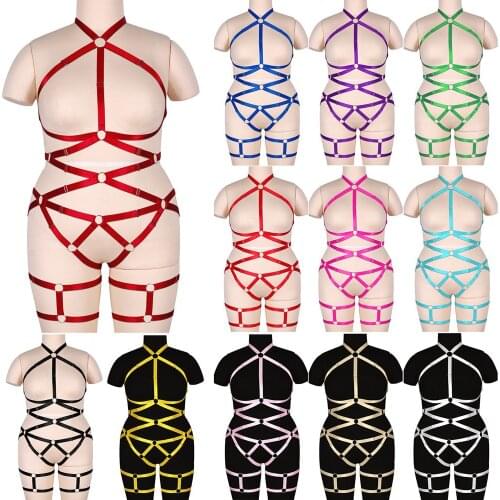 Gothic Rave Garter Thigh Bands Goth Womens Underwear Bdsm Women Harness Bra Erotic Lingerie Light Sexy Body Harness Plus Size
