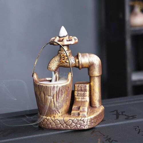 Faucet Backflow Incense Burner Smoke Waterfall Handicraft Incense Holder Ceramic Backflow Incense Burner Gift Crafts Home Decor