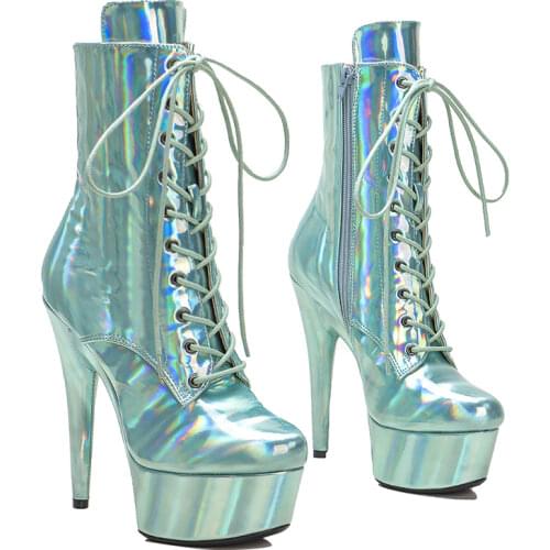 Leecabe 15CM/6Inch ankle Shinny PU Upper ladys Platform party High Heels Pole Dance shoes