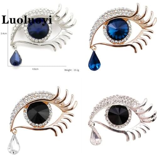 Luckydays Fashion 2021 Angel Tear Eye Lashes Brooch Female Crystal Temperament Elegant and Sweet Clothing Accessories
