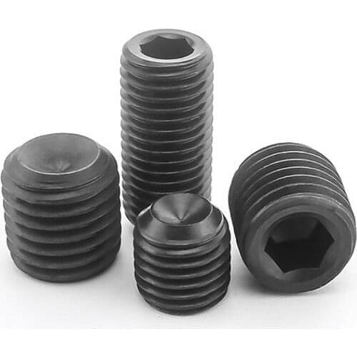 M1.6-M14 Black Grub Screws Cup Point Hex Hexagon Socket Set Screw Allen Headless Set Screws Bolts High Tensile 12.9 Grade