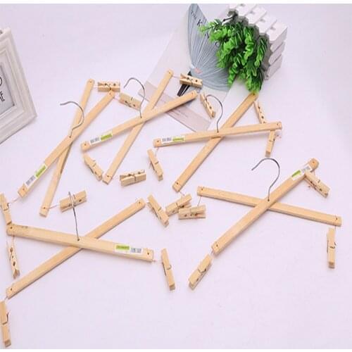 10PCS Bamboo 4-clip drying rack Towel rack Sock clip Multifunctional trousers rack Trousers rack