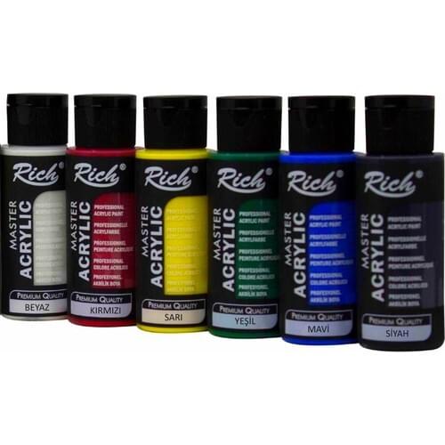 Acrylic Paint Set 6 Pcs Colors 60cc Paints Painting Drawing Set Powder Brushes Paint crafts Oil Rich Mastermix