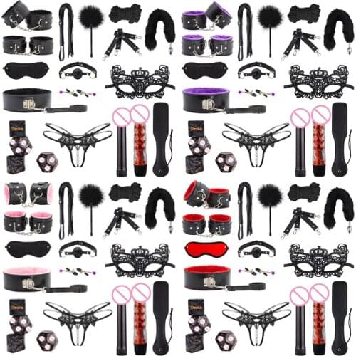 20Pieces Sexx Fetish Games Erotic Accessories Safe BDSM Restraints Kits Beginners Sm Sex Bondage Toys Set Vibrator for Couples