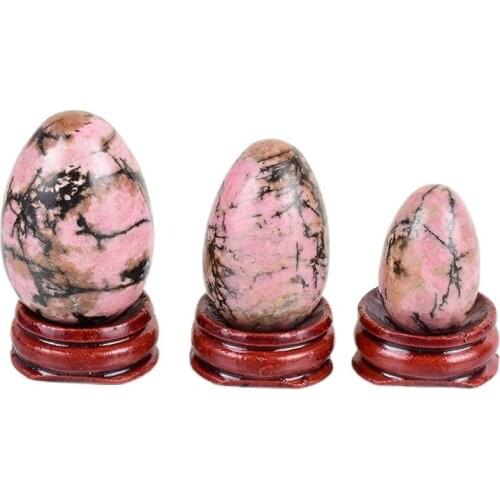 Natural Rhodonite Yoni Egg Set Original Stone Quartz Chakra Healing Ball Yoga Kegel Exercise Pelvic Floor Muscle Training Tool