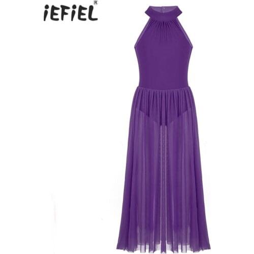 Iefiel Kids Girls Latin Dance Dress Girls Sleeveless Leotard Bodysuit Dancing Costume Dance Wear Girls Mesh Ballroom Dance Dress