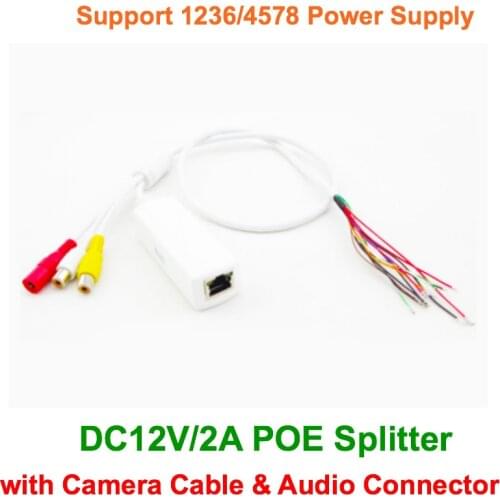Lihmsek DC12V 2A POE Splitter With Camera Cable & Audio Connector POE Device For CCTV Security Surveillance IP Network cameras