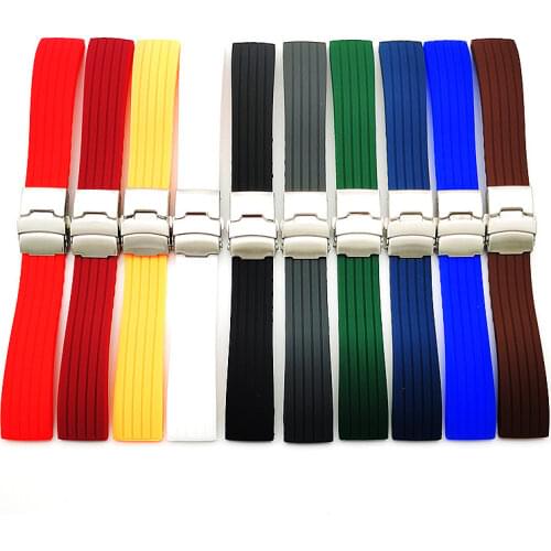 Wholesale 10PCS/lot 18MM 20MM 22MM 24MM rubber bands watch strap black color Watch band women and men watch strap -WBR003