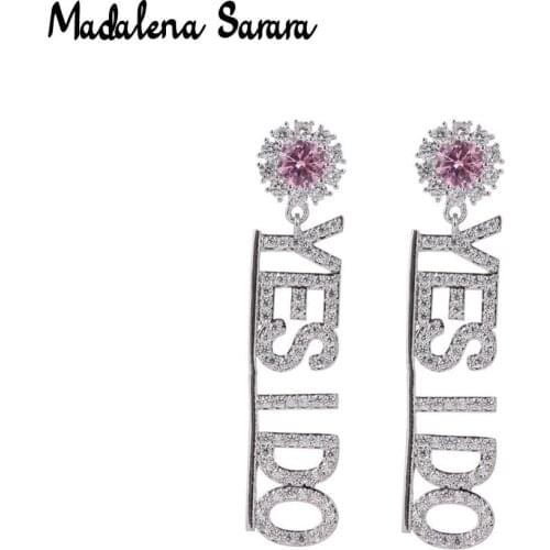 MADALENA SARARA AAA Cubic Zirconia S925 Needle Fashion Dangle Pendant Style Crystal Earrings Two Colors Available
