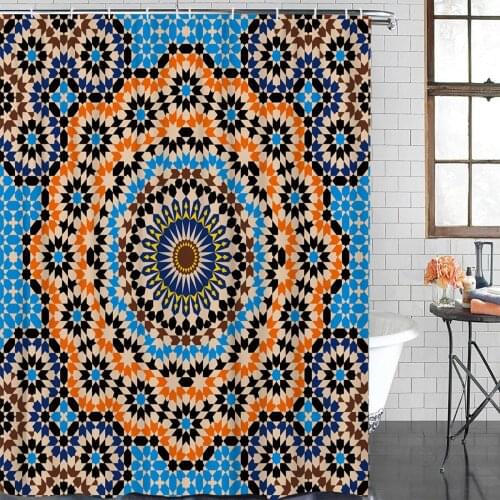 Modern Shower Curtain Morocco Flowers Geometric Figures Waterproof Polyester Fabric Home Decoration Bathroom Shower Curtain