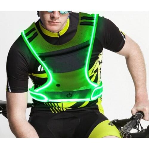 Cycling LED Reflective Vest Running Gear with Pouch USB Charging & Adjustable Waist with 3 LED Glowing Modes Reflective Straps