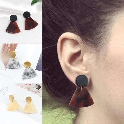 Three color stitching fan earrings female special romantic accessories dating party venues show temperament with clothes