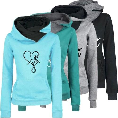 2021 Harajuku Print Sweatshirts Causal Women Hoodies Long Sleeve Pullovers Hooded Sweatshirt Female Spring Autumn Clothes Tops