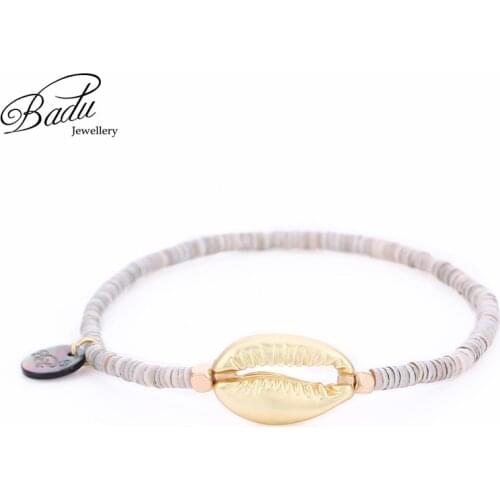 Badu Golden Shell Bracelet Polymer Clay Beads Bohemian Bracelets for Women Holiday Fashion Jewelry Gift for Girls Wholesale