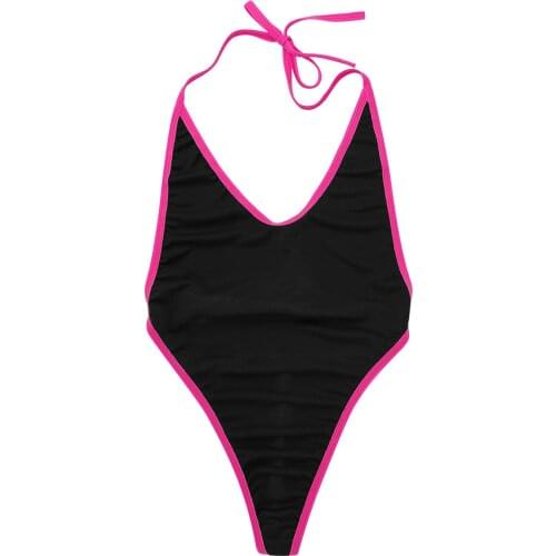 Women Micro Monokini Bikini Beach Swimsuit Halter Neck High Cut Self-tie G-string Thong Lingerie Mini Bathing Suit Swimwear