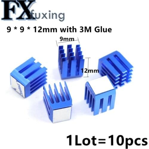 10PCS 9*9*12 mm Blue Heat Sink With 3M Glue Gdstime Aluminum Mini IC Chipset Cooling Cooler Heat Sink Heatsinks 9 x 9 x 12mm Hot