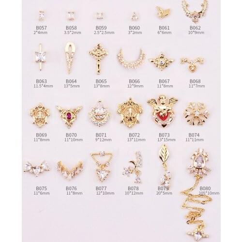 10pcs 3D Metal Zircon Nail Art Jewelry Japanese Nails Art DecorationsTop-Level Quality Manicure Zircon Diamond B057~B080