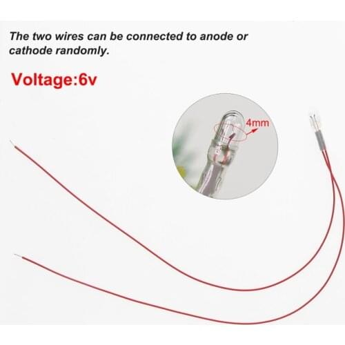 100pcs 4mm Clear Grain of Wheat Bulbs 6V Pre-soldered 19cm Wire Mini Bulbs Warm White MP64