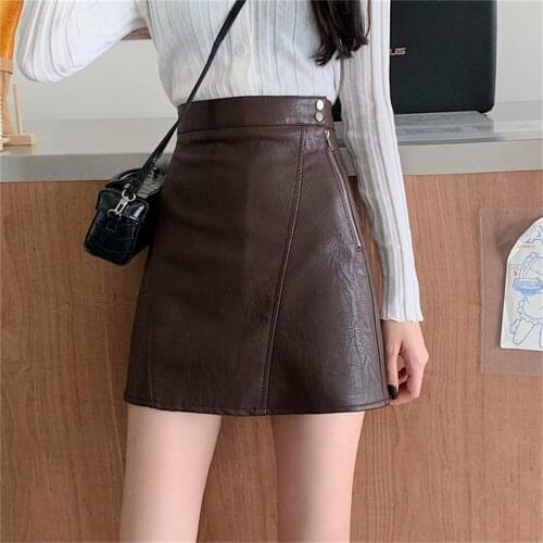 2021 Fashion PU A-line Sexy Mini Skirts Slim Plus Size Casual Autumn High Waist Chic Prom Streetwear OL New Bodycon