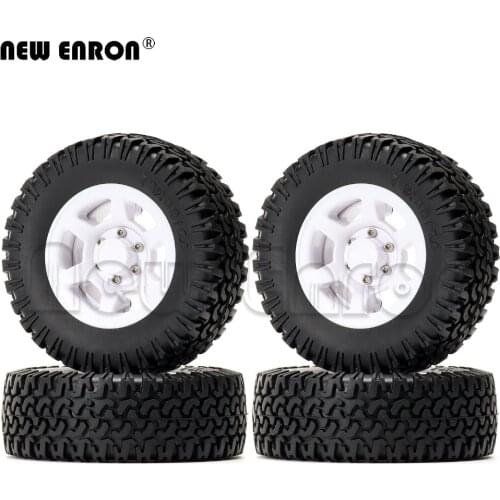 4Pc 1/10 1.55" Beadlock Plastic Wheel Rim Hub & 78MM RC Rubber Tire for RC Car Crawler RC4WD D90 TF2 Tamiya LC80 MST JIMNY Axial