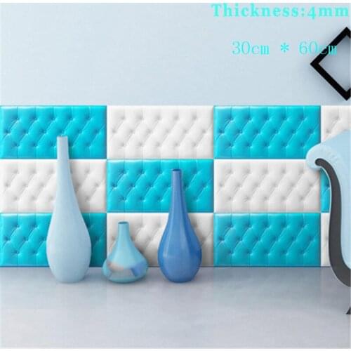 60*30cm 4MM 3D Self-adhesive Three-dimensional Wall Stickers Thicken Tatami Anti-collision Mat Childrens Bedroom Bed Soft